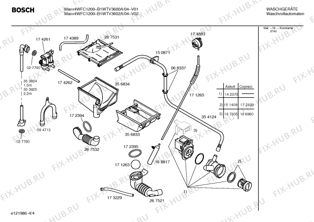 Схема №1 B1WTV3600A Maxx4 WFC1200 с изображением Таблица программ для стиралки Bosch 00525637