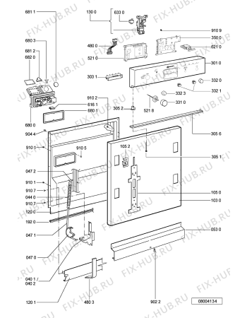 Схема №1 GSIK 6453/1 AL с изображением Панель для посудомойки Whirlpool 481245372842