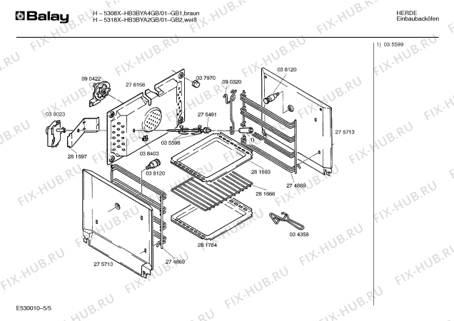 Взрыв-схема плиты (духовки) Balay HB3BYA4GB H5308X - Схема узла 05