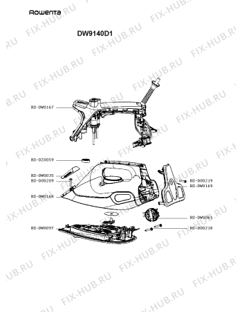 Схема №1 DW9140D1 с изображением Рукоятка для электроутюга Rowenta RS-DW0168