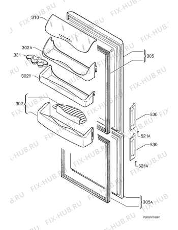Взрыв-схема холодильника Zanussi ZK23/11DS3 - Схема узла Door 003