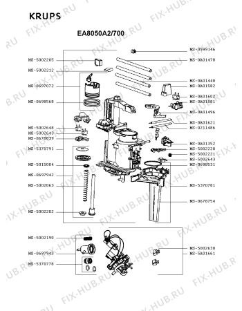 Взрыв-схема кофеварки (кофемашины) Krups EA8050A2/700 - Схема узла HP003511.7P2