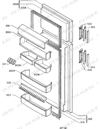 Взрыв-схема холодильника Electrolux ER2531D - Схема узла Door 003