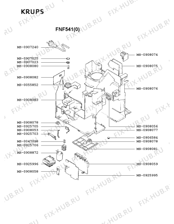 Взрыв-схема кофеварки (кофемашины) Krups FNF541(0) - Схема узла OP003501.6P2