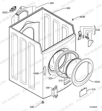 Взрыв-схема стиральной машины Tricity Bendix AW1002W - Схема узла Housing 001