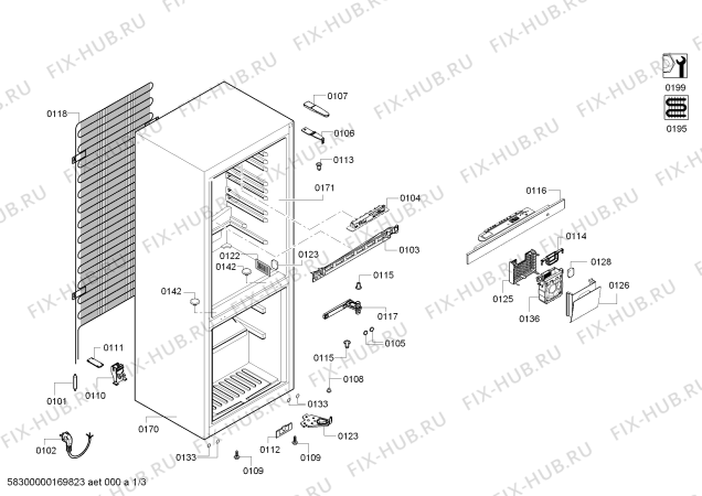 Схема №1 3FSW2416 с изображением Поднос для холодильной камеры Bosch 00707401