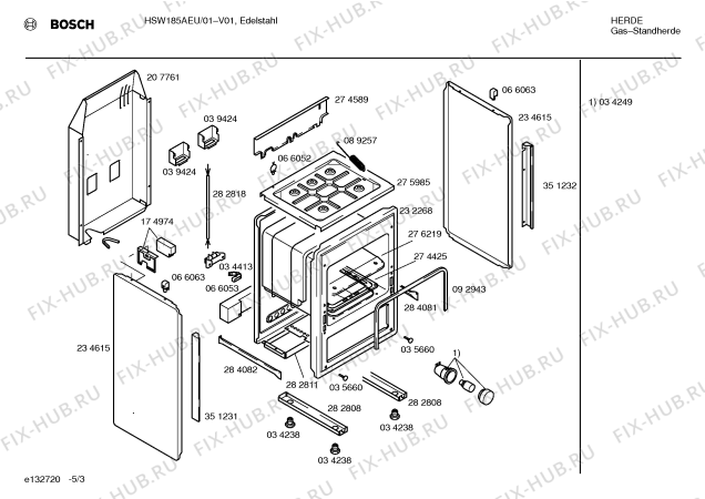 Взрыв-схема плиты (духовки) Bosch HSW185AEU - Схема узла 03