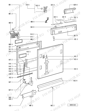 Схема №1 ADG 4556 M с изображением Обшивка для посудомойки Whirlpool 481245370663