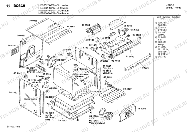 Взрыв-схема плиты (духовки) Bosch HEE666P66 - Схема узла 02