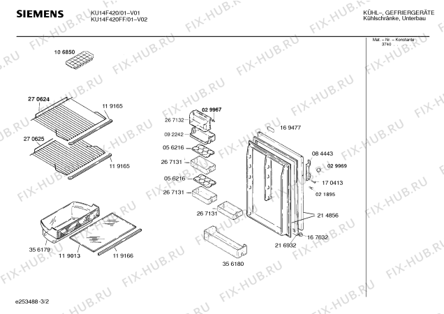 Взрыв-схема холодильника Siemens KU14F420 - Схема узла 02
