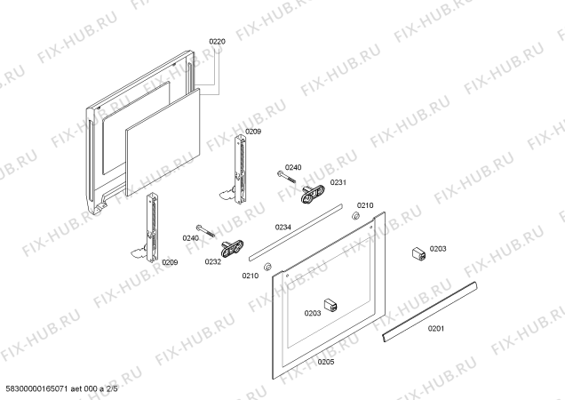 Схема №1 HBA21B451E Horno.BO.2d.B4.ME_Ti_Stop.pt_bsc.inox с изображением Передняя часть корпуса для электропечи Bosch 00700789