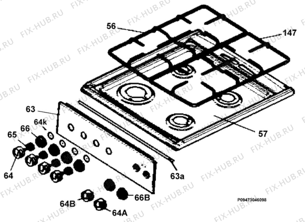 Взрыв-схема плиты (духовки) Electrolux EKK510512X - Схема узла Section 4