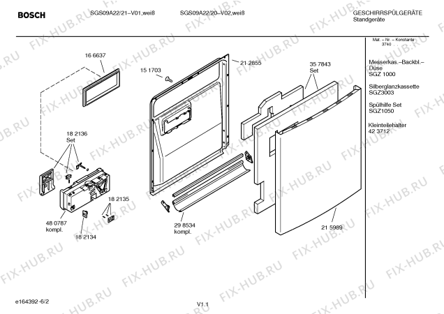 Схема №1 SGS0928EU LogixxOffice с изображением Инструкция по эксплуатации для посудомойки Bosch 00588008