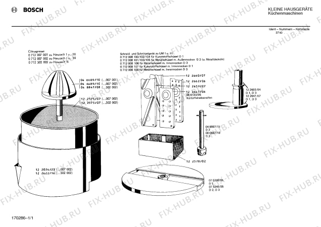 Схема №1 0712008101 SS/UM1 3 с изображением Ось для кухонного комбайна Bosch 00048897