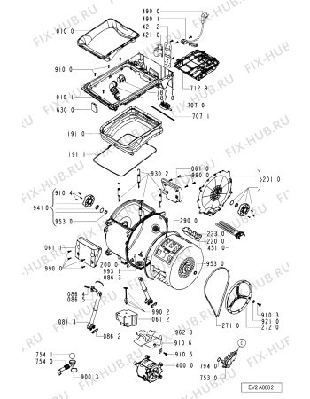 Схема №1 AWV 452 с изображением Клавиша для стиралки Whirlpool 481241278967