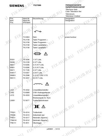 Схема №2 FS275M6 с изображением Инструкция по эксплуатации для телевизора Siemens 00531051