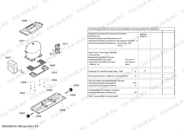 Взрыв-схема холодильника Bosch KGE36AW41 Bosch - Схема узла 03