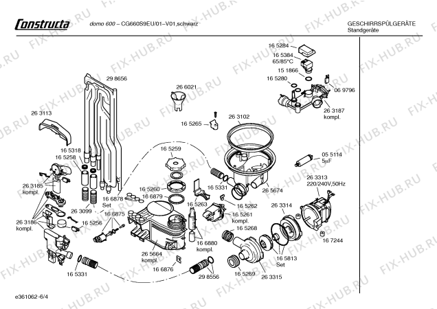 Взрыв-схема посудомоечной машины Constructa CG660S9EU domo 600 - Схема узла 04