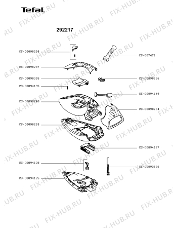 Схема №1 292217 с изображением Кнопка для утюга (парогенератора) Tefal CS-00098243