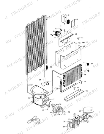 Взрыв-схема холодильника Electrolux TR9090 - Схема узла Cooling system 017