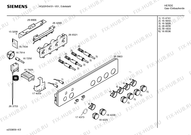 Взрыв-схема плиты (духовки) Siemens HG22H54 - Схема узла 02