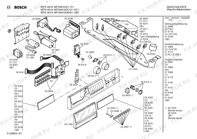 Схема №1 WFS4010GB WFS4010 с изображением Инструкция по эксплуатации для стиралки Bosch 00516726