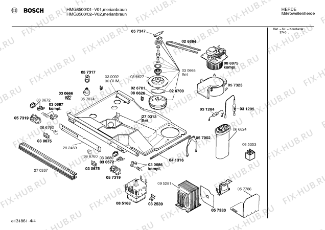 Взрыв-схема микроволновой печи Bosch HMG8500 - Схема узла 04