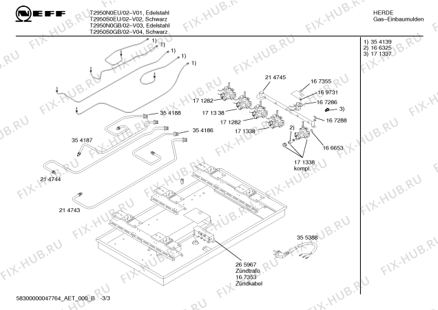 Схема №1 T2950S0GB с изображением Стеклокерамика для духового шкафа Bosch 00214741