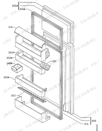 Взрыв-схема холодильника Rex RFD29SN - Схема узла Door 003