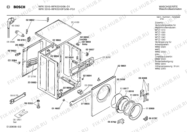 Схема №1 WFK5310FG WFK5310 с изображением Панель управления для стиральной машины Bosch 00277721