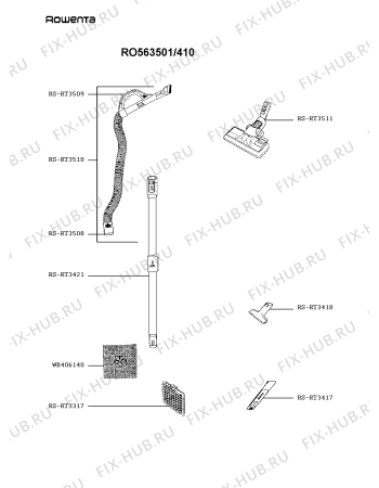 Взрыв-схема пылесоса Rowenta RO563501/410 - Схема узла XP004312.5P3