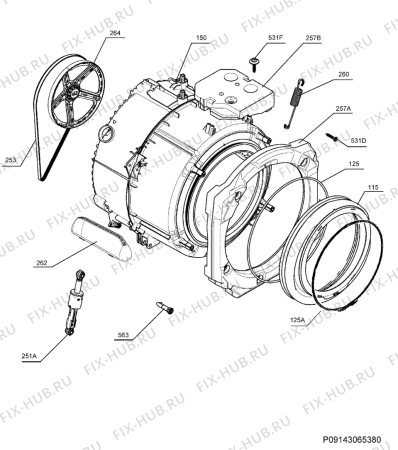 Взрыв-схема стиральной машины Husqvarna Electrolux QW126060 - Схема узла Functional parts 267