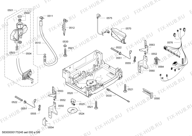 Взрыв-схема посудомоечной машины Bosch SMV86P30DE, Exclusiv, Made in Germany - Схема узла 05