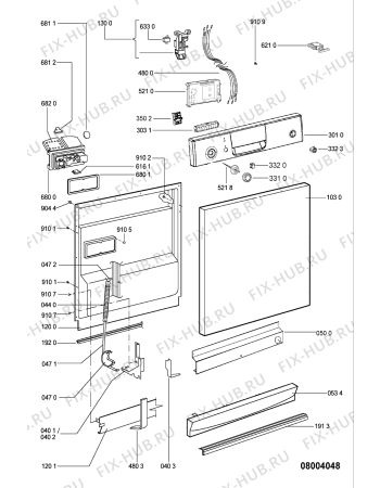 Схема №1 ADP 4601 WH с изображением Панель для посудомойки Whirlpool 481245372559