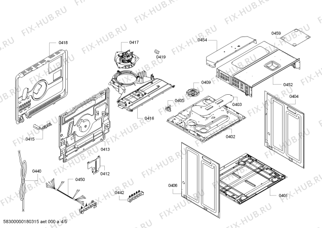 Схема №1 3HB550XM H.BA.PY.L2D.IN.ENTRY.ML/.X.E3_COT/ с изображением Передняя часть корпуса для плиты (духовки) Bosch 11002700