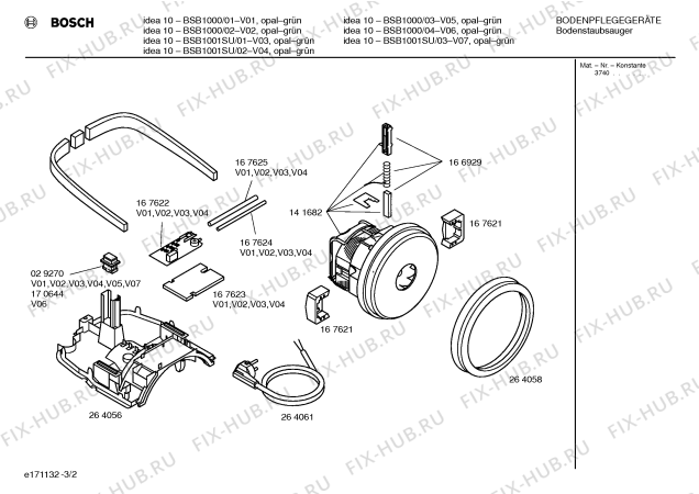 Схема №1 BSB1000 IDEA 10 с изображением Крышка для мини-пылесоса Bosch 00167630