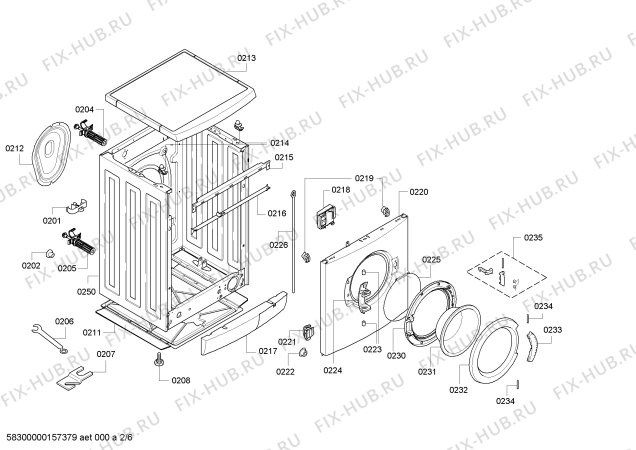 Взрыв-схема стиральной машины Bosch WAE28375EX Maxx 6 TitanEdition - Схема узла 02