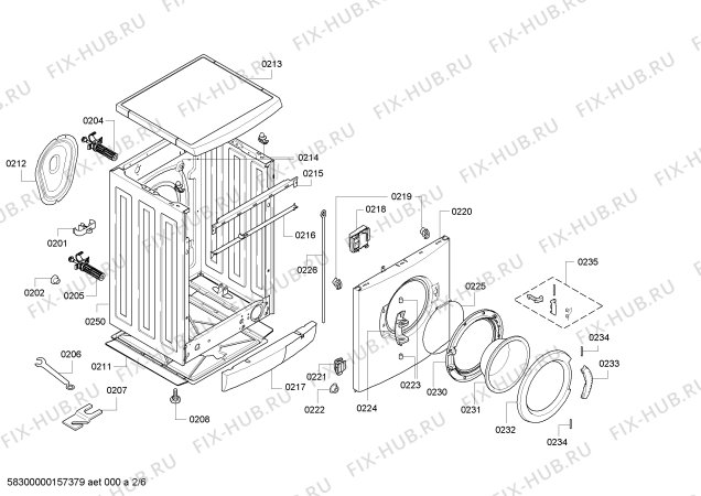 Взрыв-схема стиральной машины Bosch WAE283A4 Maxx 6 VarioPerfect - Схема узла 02