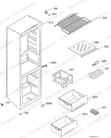 Схема №1 RJP3301 с изображением Ящичек для холодильной камеры Zanussi 2426358111