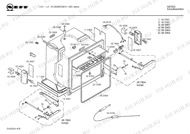 Схема №1 B1262W0GB 1031L3 с изображением Панель для плиты (духовки) Bosch 00282077