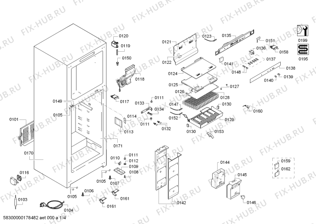 Схема №1 KDN42VL25T с изображением Крышка для холодильника Bosch 00742703