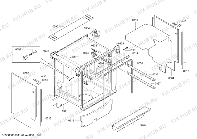 Взрыв-схема посудомоечной машины Bosch SHX5ER55UC, SilencePlus 46dBA - Схема узла 03