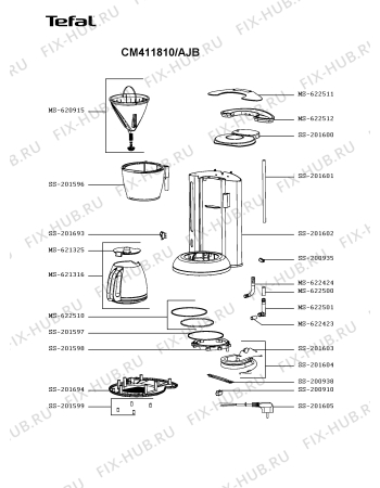 Схема №1 CM411810/AJB с изображением Труба для кофеварки (кофемашины) Tefal SS-201601
