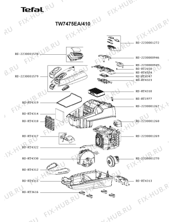 Схема №1 TW7475EA/410 с изображением Наставление для электропылесоса Rowenta RS-2230001268