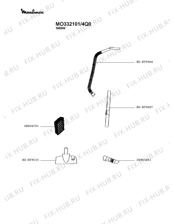 Схема №1 TW332188/4Q0 с изображением Прокладка для мини-пылесоса Rowenta RS-RT900025