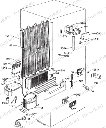 Взрыв-схема холодильника Arthurmartinelux AR8127B - Схема узла Cooling system 017
