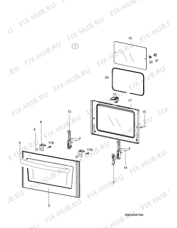 Взрыв-схема плиты (духовки) Electrolux EKC7188 - Схема узла H10 Main Oven Door (large)