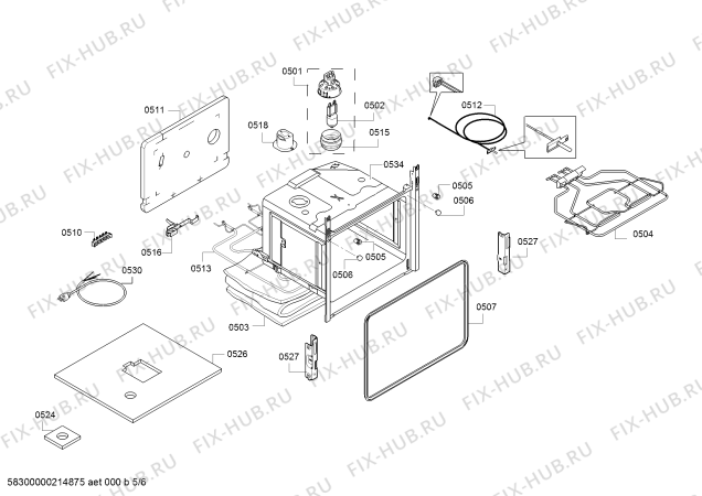 Взрыв-схема плиты (духовки) Siemens HK5P04020W - Схема узла 05