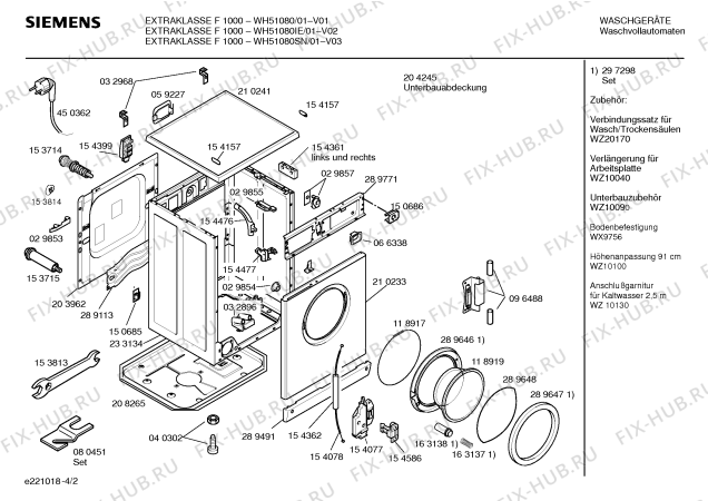 Схема №1 WH51080SN EXTRAKLASSE F 1000 с изображением Инструкция по эксплуатации для стиралки Siemens 00518061