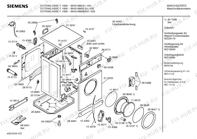 Схема №1 WH51080IE EXTRAKLASSE F 1000 с изображением Вкладыш в панель для стиралки Siemens 00096685